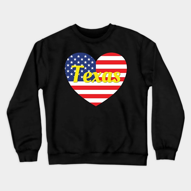 Texas American Flag Heart Crewneck Sweatshirt by DPattonPD